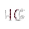 Thumbnail Image 1 of Lab-Created Ruby Double Hoop Twist Earrings Sterling Silver