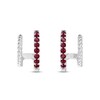 Thumbnail Image 2 of Lab-Created Ruby Double Hoop Twist Earrings Sterling Silver