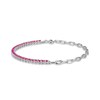 Lab-Created Ruby Paperclip Bracelet Sterling Silver 7.25"