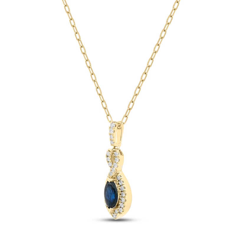 Blue Sapphire & Diamond Necklace 1/8 ct tw 10K Yellow Gold 18"