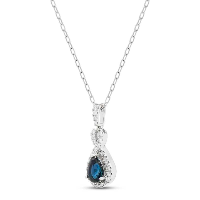 Main Image 2 of Blue Sapphire & Diamond Necklace 1/10 ct tw 10K White Gold 18&quot;