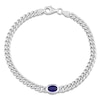 Thumbnail Image 1 of Blue Lab-Created Sapphire Link Chain Bracelet Sterling Silver 7.5&quot;