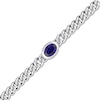 Blue Lab-Created Sapphire Link Chain Bracelet Sterling Silver 7.5"