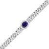 Thumbnail Image 2 of Blue Lab-Created Sapphire Link Chain Bracelet Sterling Silver 7.5&quot;