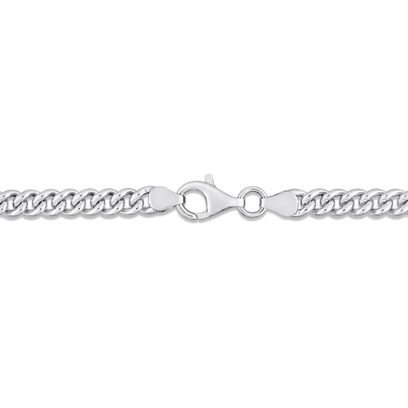 Blue Lab-Created Sapphire Link Chain Bracelet Sterling Silver 7.5"