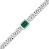 Thumbnail Image 1 of Lab-Created Emerald Link Chain Bracelet Sterling Silver 7.5"