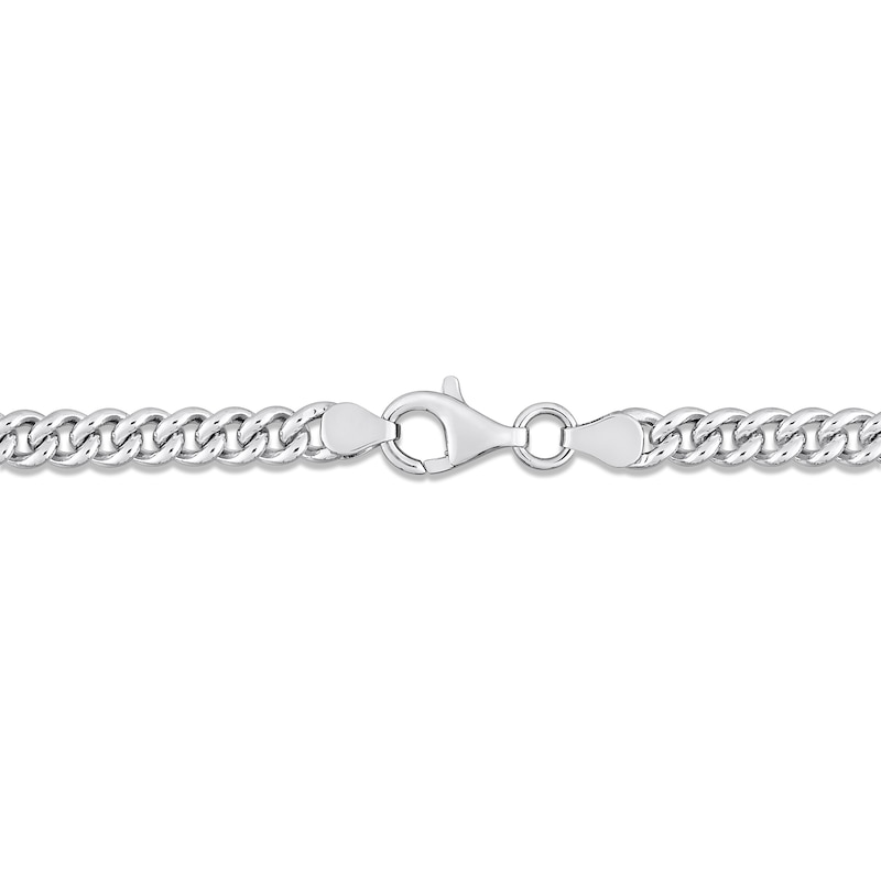 Lab-Created Emerald Link Chain Bracelet Sterling Silver 7.5"