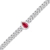 Thumbnail Image 1 of Lab-Created Ruby Link Chain Bracelet Sterling Silver 7.5"