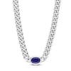 Thumbnail Image 1 of Blue Lab-Created Sapphire Link Chain Necklace Sterling Silver 16&quot;
