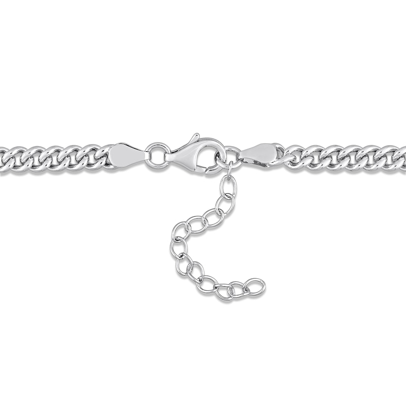 Main Image 4 of Blue Lab-Created Sapphire Link Chain Necklace Sterling Silver 16&quot;