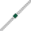 Thumbnail Image 1 of Lab-Created Emerald Link Chain Necklace Sterling Silver 16"