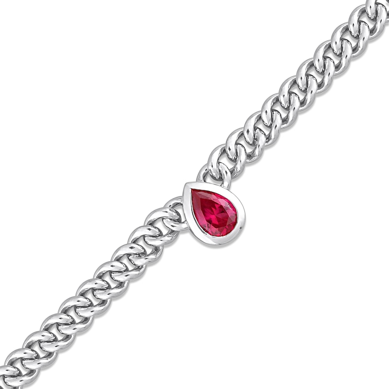 Main Image 2 of Lab-Created Ruby Link Chain Necklace Sterling Silver 16&quot;