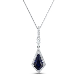 Blue & White Lab-Created Sapphire Necklace Sterling Silver 18"