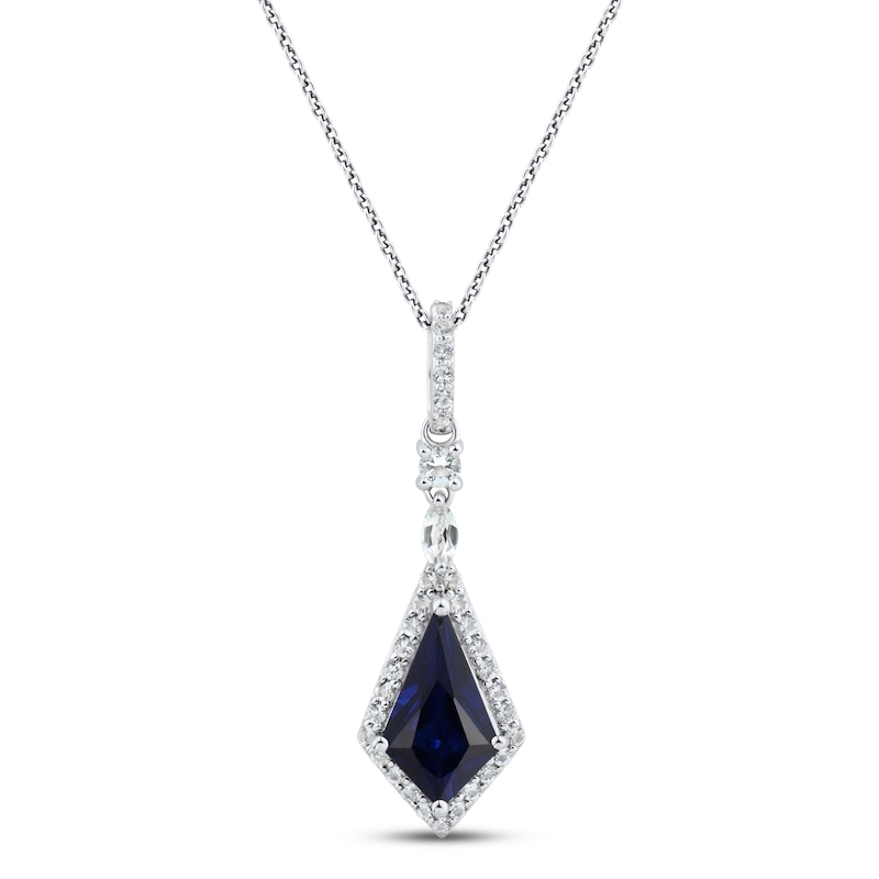 Blue & White Lab-Created Sapphire Necklace Sterling Silver 18"