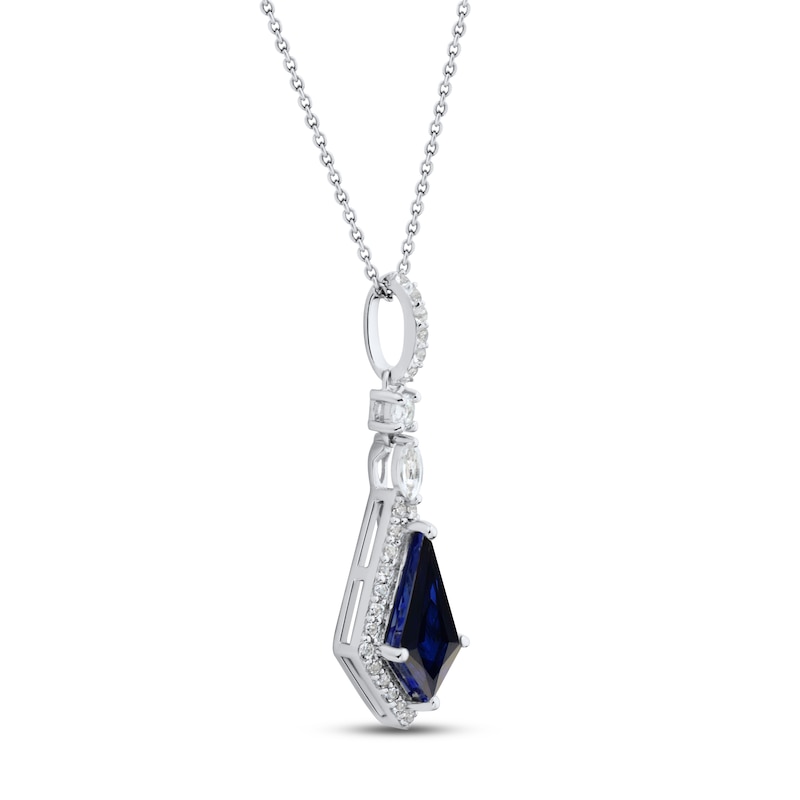 Blue & White Lab-Created Sapphire Necklace Sterling Silver 18"