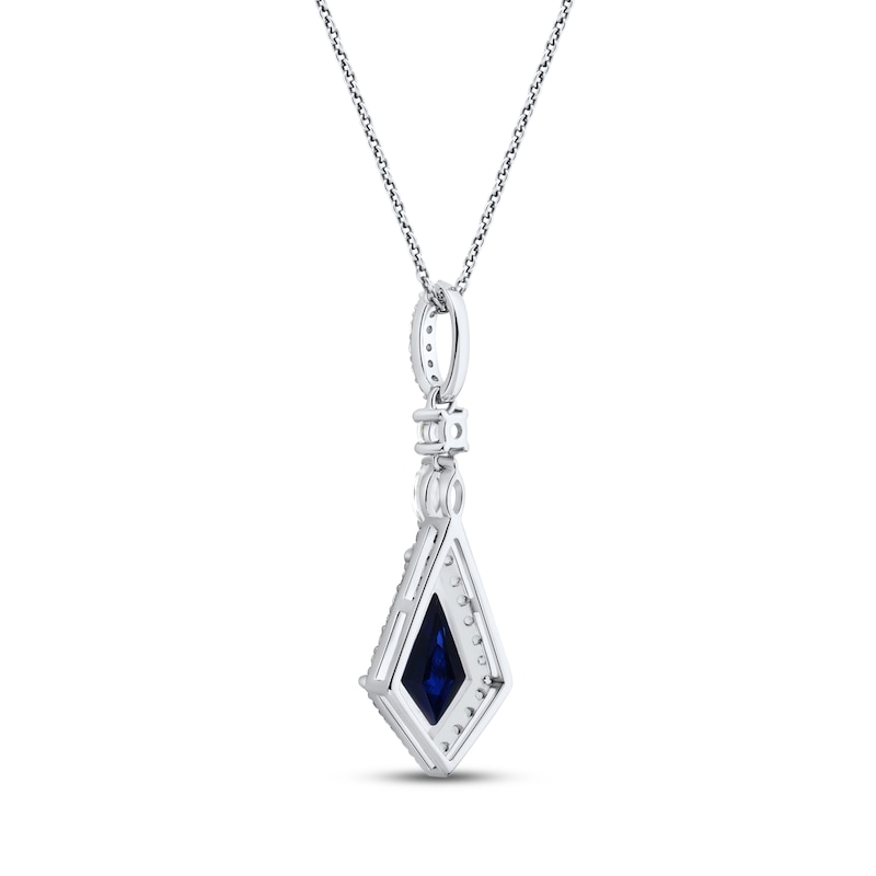 Main Image 3 of Blue & White Lab-Created Sapphire Necklace Sterling Silver 18&quot;