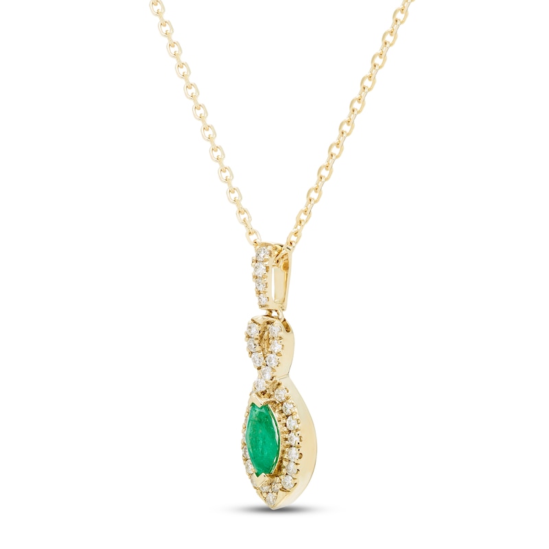 Main Image 2 of Emerald & Diamond Necklace 1/8 ct tw Round-cut 10K Yellow Gold 18&quot;