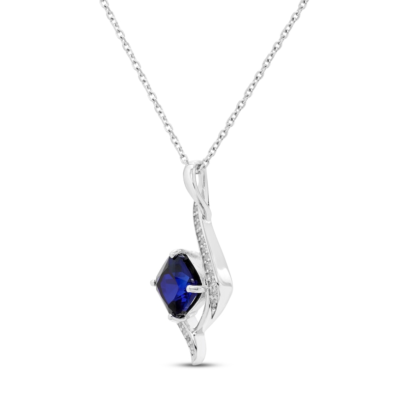Main Image 2 of Blue & White Lab-Created Sapphire Necklace Sterling Silver 18&quot;