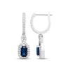 Thumbnail Image 2 of Blue Sapphire & Diamond Dangle Hoop Earrings 1/5 ct tw Round-cut 10K White Gold