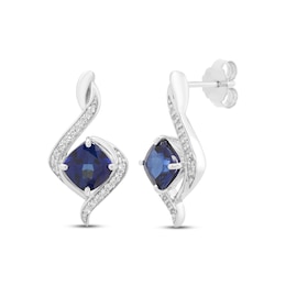 Blue & White Lab-Created Sapphire Earrings Sterling Silver 18"