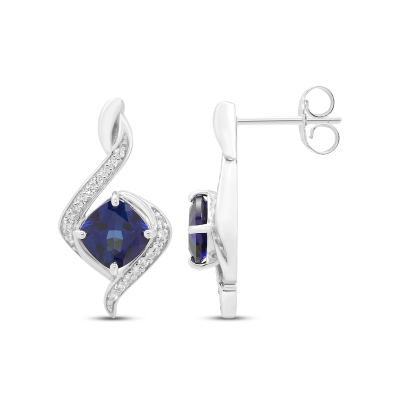Main Image 2 of Blue & White Lab-Created Sapphire Earrings Sterling Silver 18&quot;