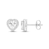 Thumbnail Image 1 of White Lab-Created Sapphire Heart Stud Earrings Sterling Silver