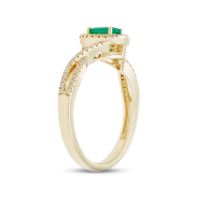 Main Image 2 of Emerald & Diamond Ring 1/5 ct tw Round-cut 10K Yellow Gold