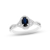 Blue Sapphire & Diamond Ring 1/5 ct tw Round-cut 10K White Gold