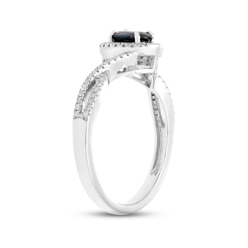 Main Image 2 of Blue Sapphire & Diamond Ring 1/5 ct tw Round-cut 10K White Gold