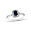 Thumbnail Image 1 of Blue Sapphire & Diamond Ring 1/6 ct tw Round-cut 10K White Gold