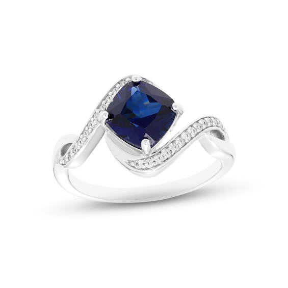 Blue & White Lab-Created Sapphire Ring Sterling Silver