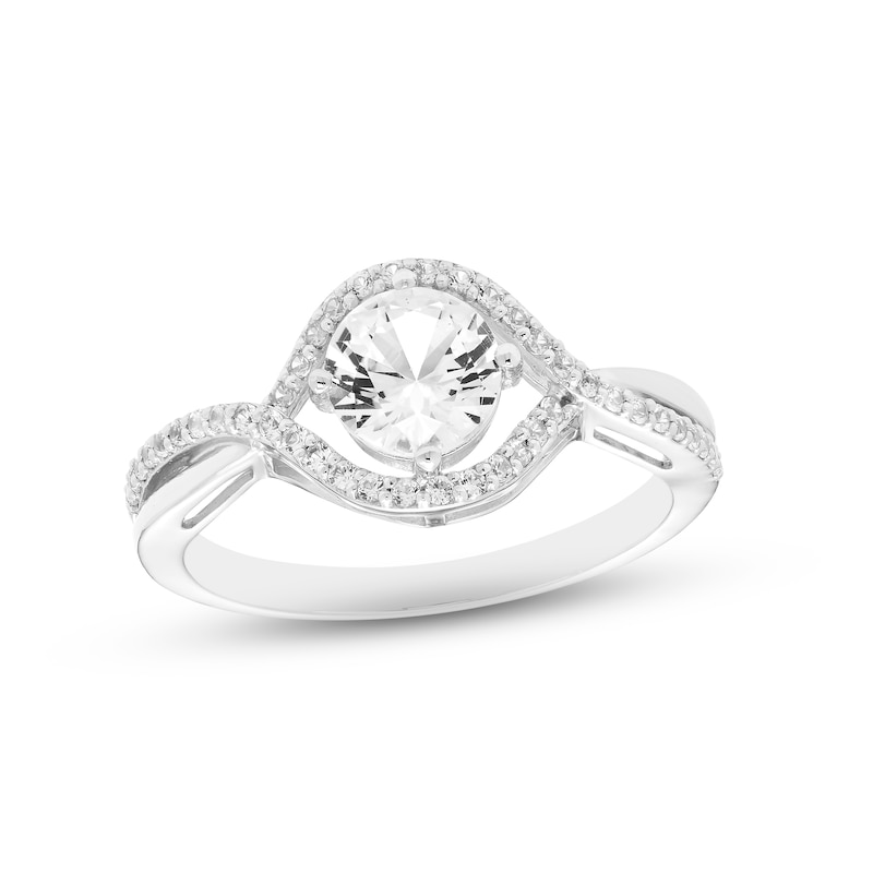 Main Image 1 of White Lab-Created Sapphire Ring Sterling Silver