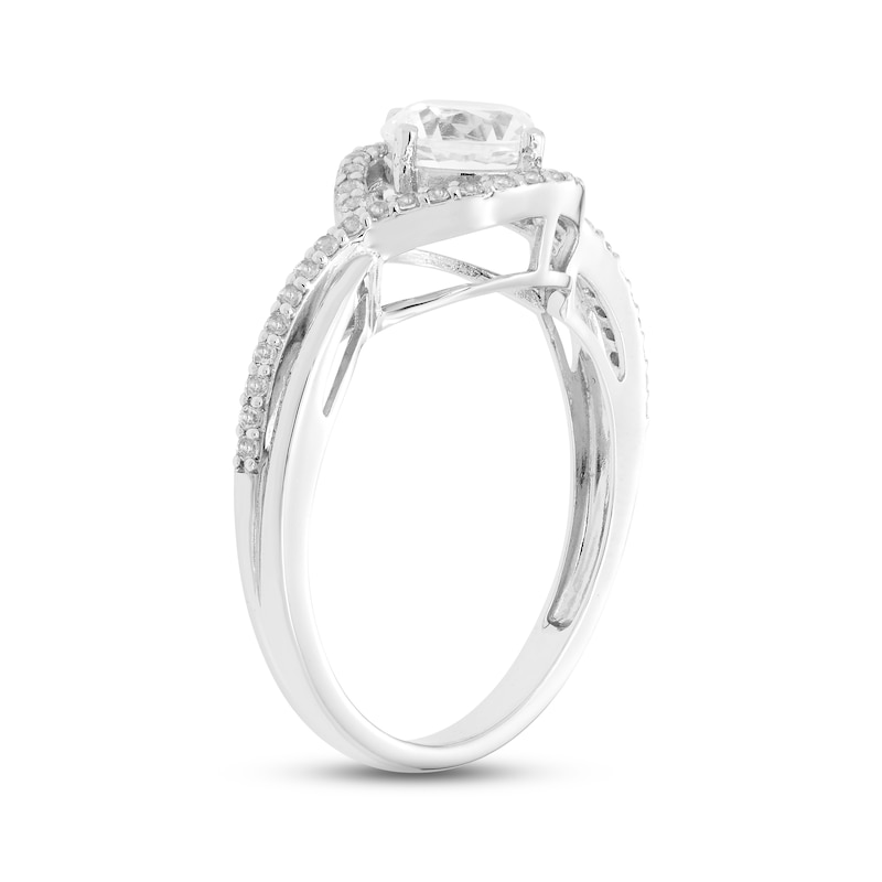 Main Image 2 of White Lab-Created Sapphire Ring Sterling Silver