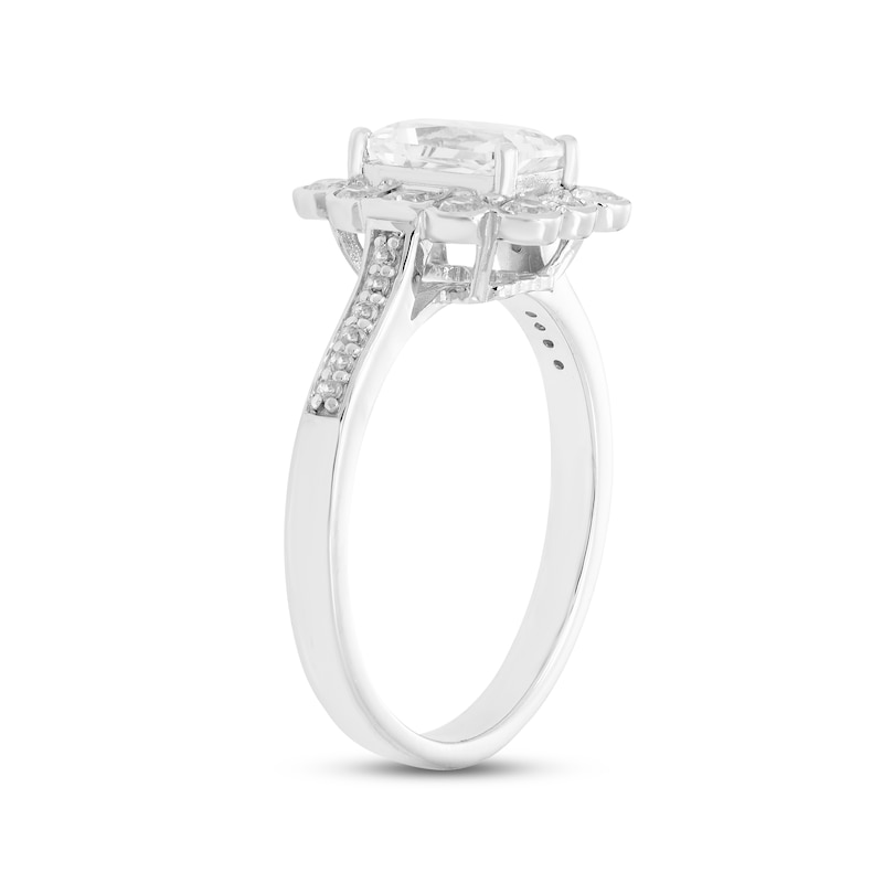 Main Image 2 of White Lab-Created Sapphire Ring Sterling Silver