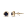 Thumbnail Image 1 of Blue Sapphire & Diamond Earrings 1/6 ct tw Round-cut 10K Yellow Gold