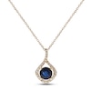 Thumbnail Image 1 of Blue Sapphire & Diamond Drop Necklace 1/8 ct tw Round-cut 10K Yellow Gold 18&quot;