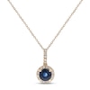 Thumbnail Image 1 of Blue Sapphire & Diamond Drop Necklace 1/8 ct tw Round-cut 10K Yellow Gold 18&quot;