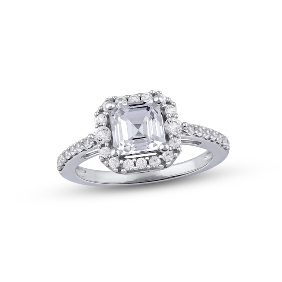 White Lab-Created Sapphire Ring Sterling Silver