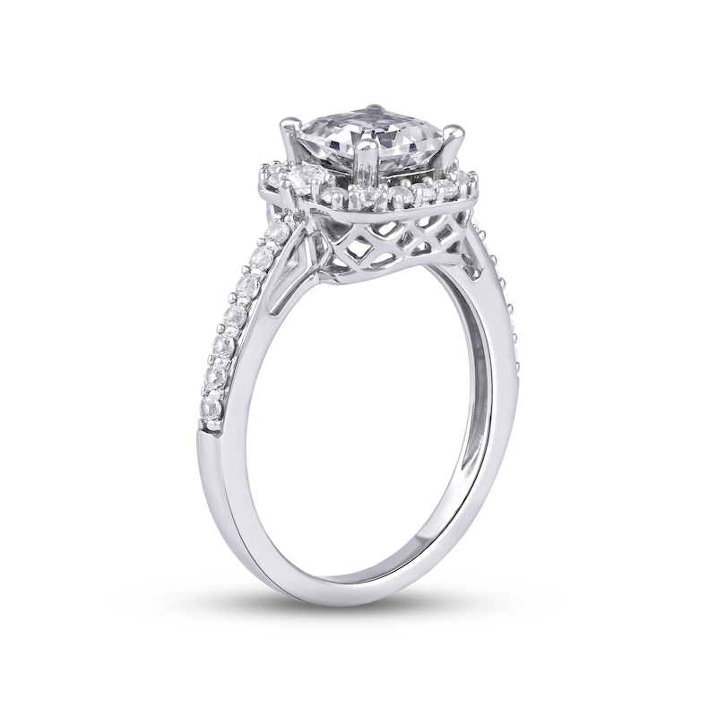 Main Image 2 of White Lab-Created Sapphire Ring Sterling Silver