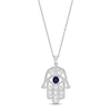 Thumbnail Image 1 of Blue & White Lab-Created Sapphire Hamsa Necklace Sterling Silver 18&quot;