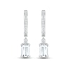 Thumbnail Image 2 of White Lab-Created Sapphire Hoop Dangle Earrings Sterling Silver