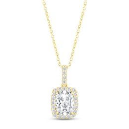 White Lab-Created Sapphire Necklace 10K Yellow Gold 18"