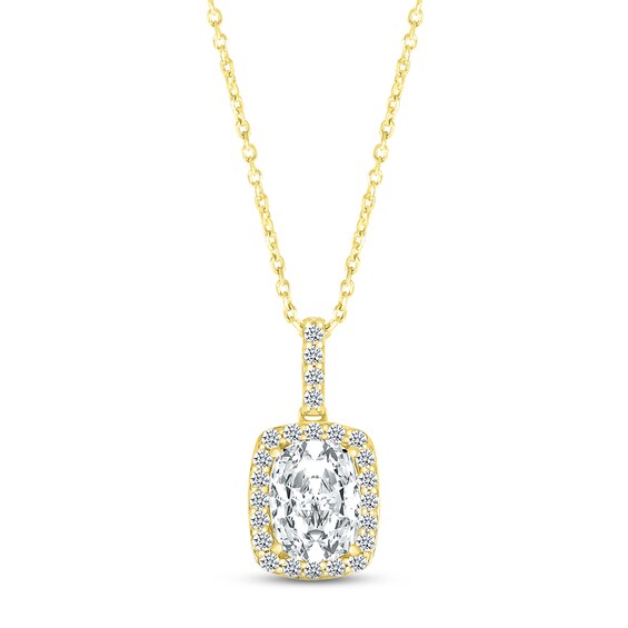 White Lab-Created Sapphire Necklace 10K Yellow Gold 18"