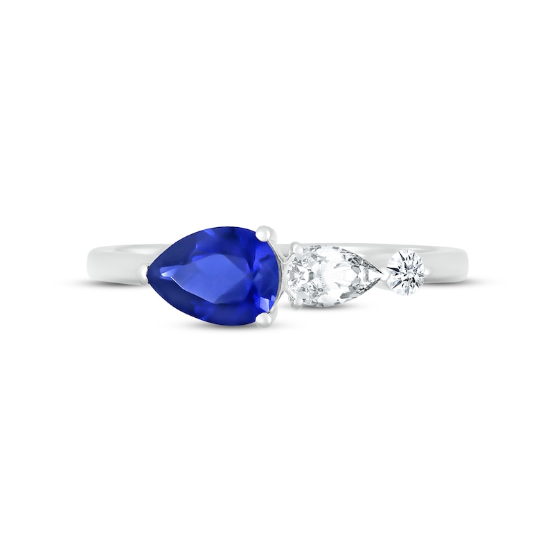 Blue & White Lab-Created Sapphire Ring Sterling Silver