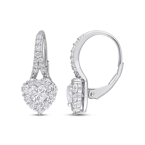 White Lab-Created Sapphire Heart Earrings Sterling Silver
