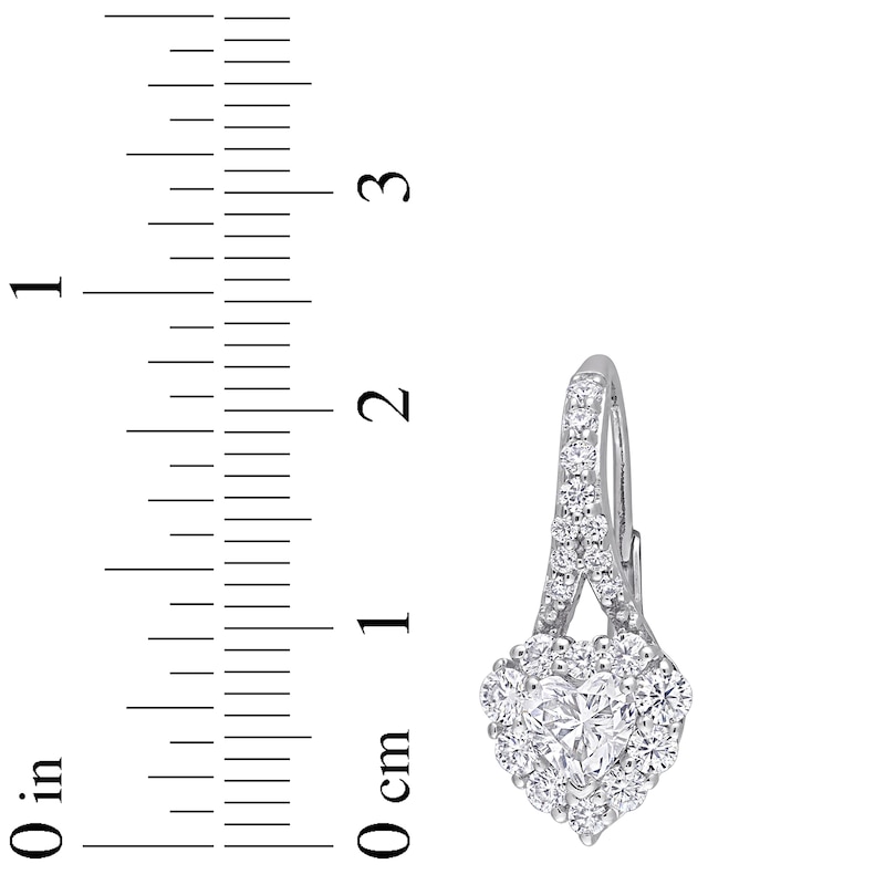 Main Image 2 of White Lab-Created Sapphire Heart Earrings Sterling Silver