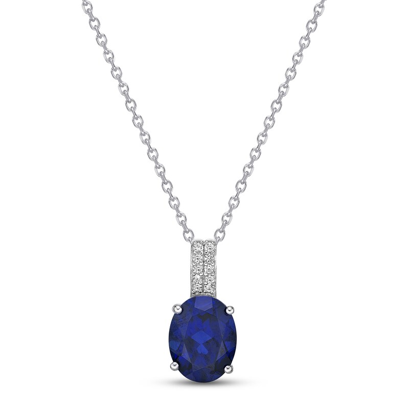 Blue & White Lab-Created Sapphire Necklace Sterling Silver 18"