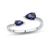 Thumbnail Image 1 of Iolite & Diamond Deconstructed Ring 1/20 ct tw Round-cut 10K White Gold