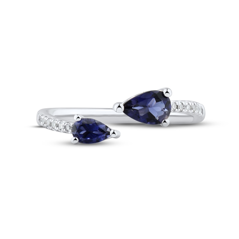 Main Image 3 of Iolite & Diamond Deconstructed Ring 1/20 ct tw Round-cut 10K White Gold