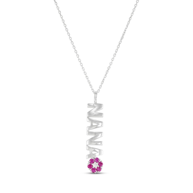 Main Image 1 of Lab-Created Ruby & White Lab-Created Sapphire &quot;Nana&quot; Necklace Sterling Silver 18&quot;